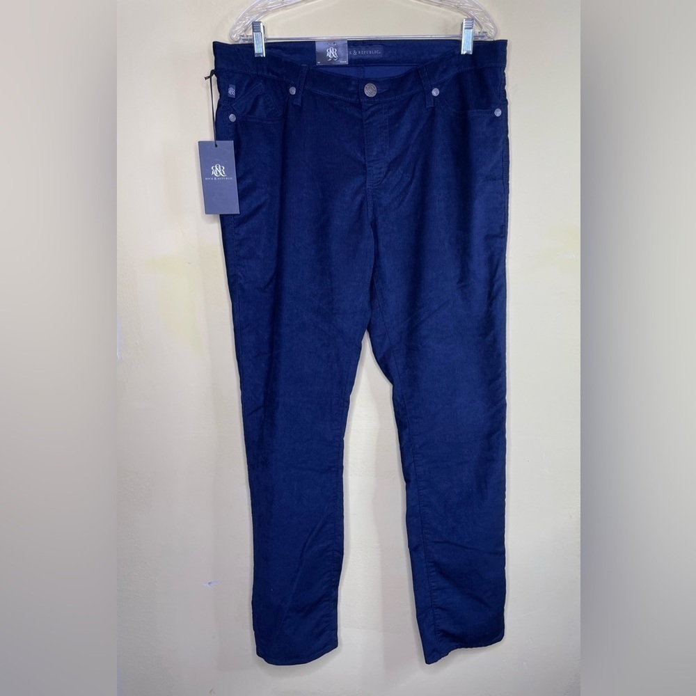 NWT Rock & Republic Skinny Berlin Blue Corduroy Pants Jeans  Size 16